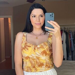 Boutique Tropical Plant Bustier Crop Top